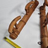 Pair of turned wooden coat racks in imitation of bamboo, 50 cm