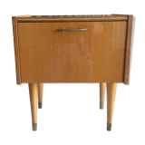 French vintage bedside in varnished blond wood 60