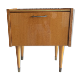 Chevet vintage français en bois blond vernis années 60