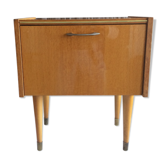 French vintage bedside in varnished blond wood 60