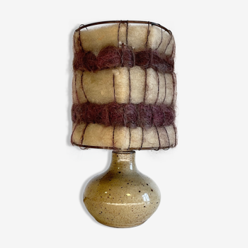 Lampe grès emaillé et laine vintage