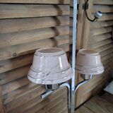 Lustre support inox globe tulipe verre Clichy rose