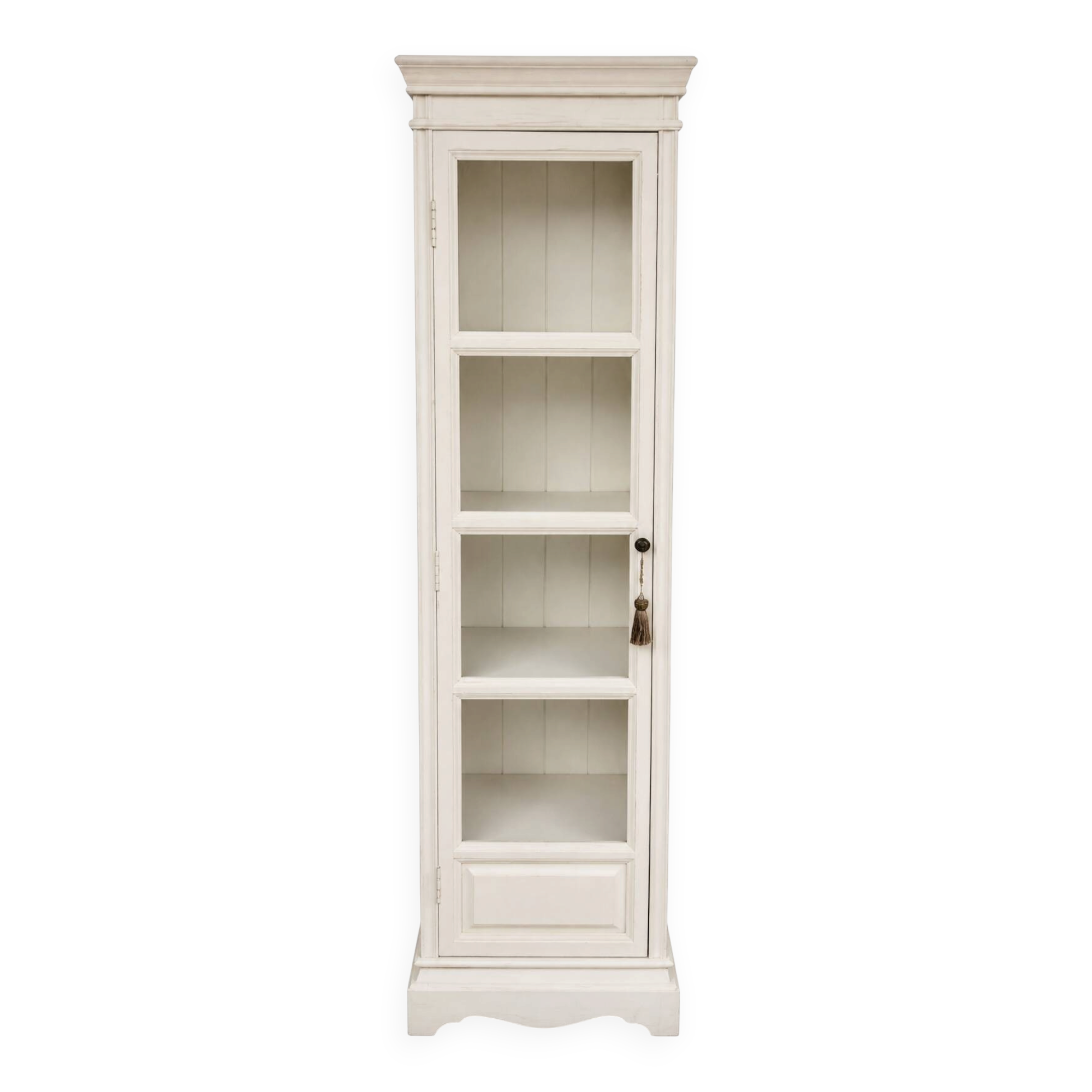 Vitrine étroite patinée blanche – esprit maison de campagne chic