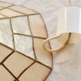 Vintage suspension in pink mother-of-pearl – Stained glass style