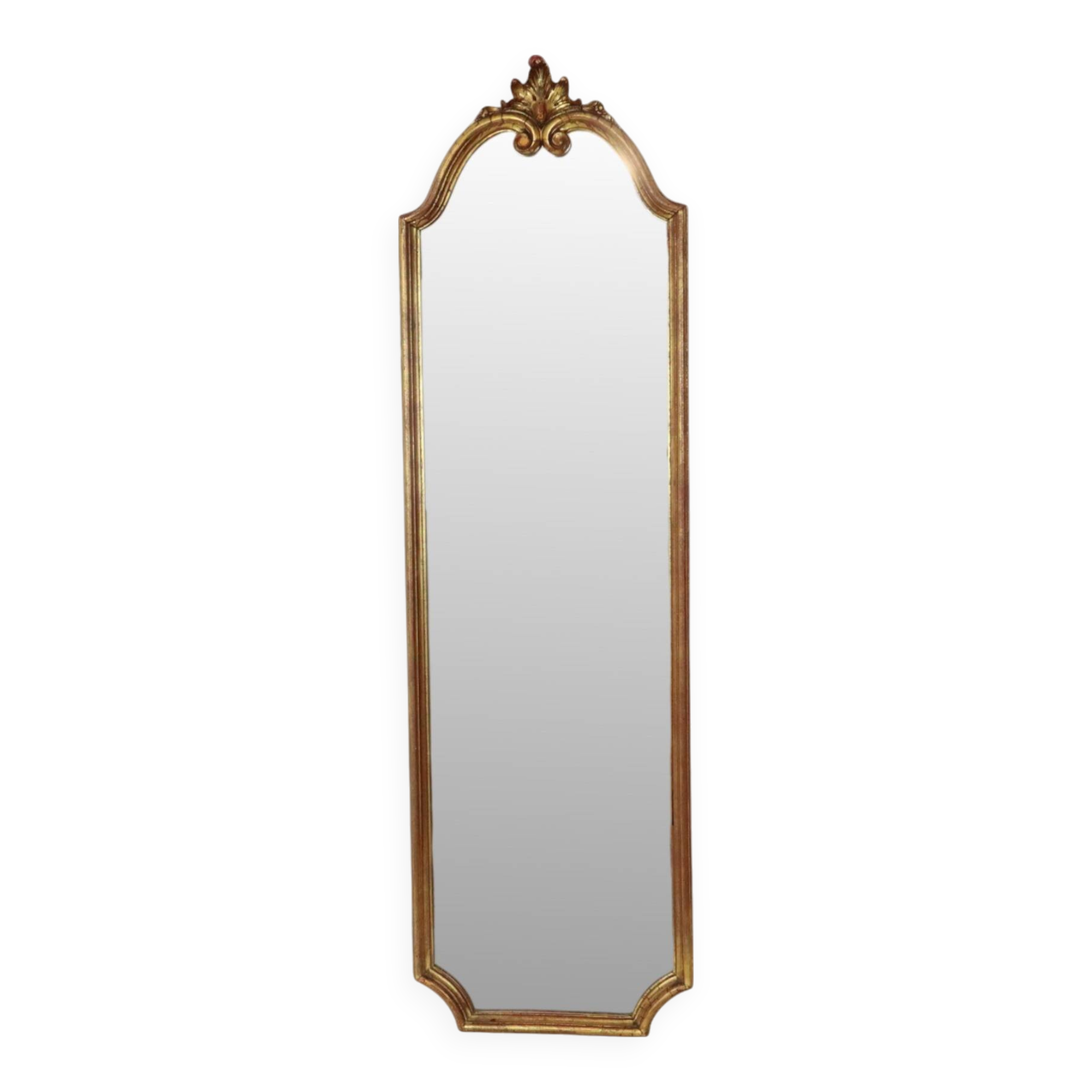 Deknudt Narrow Hall Mirror Gold Gilded Classic Acanthus Crown 138cm