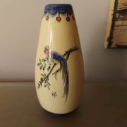 Vase art déco signé , décor oiseau de paradis