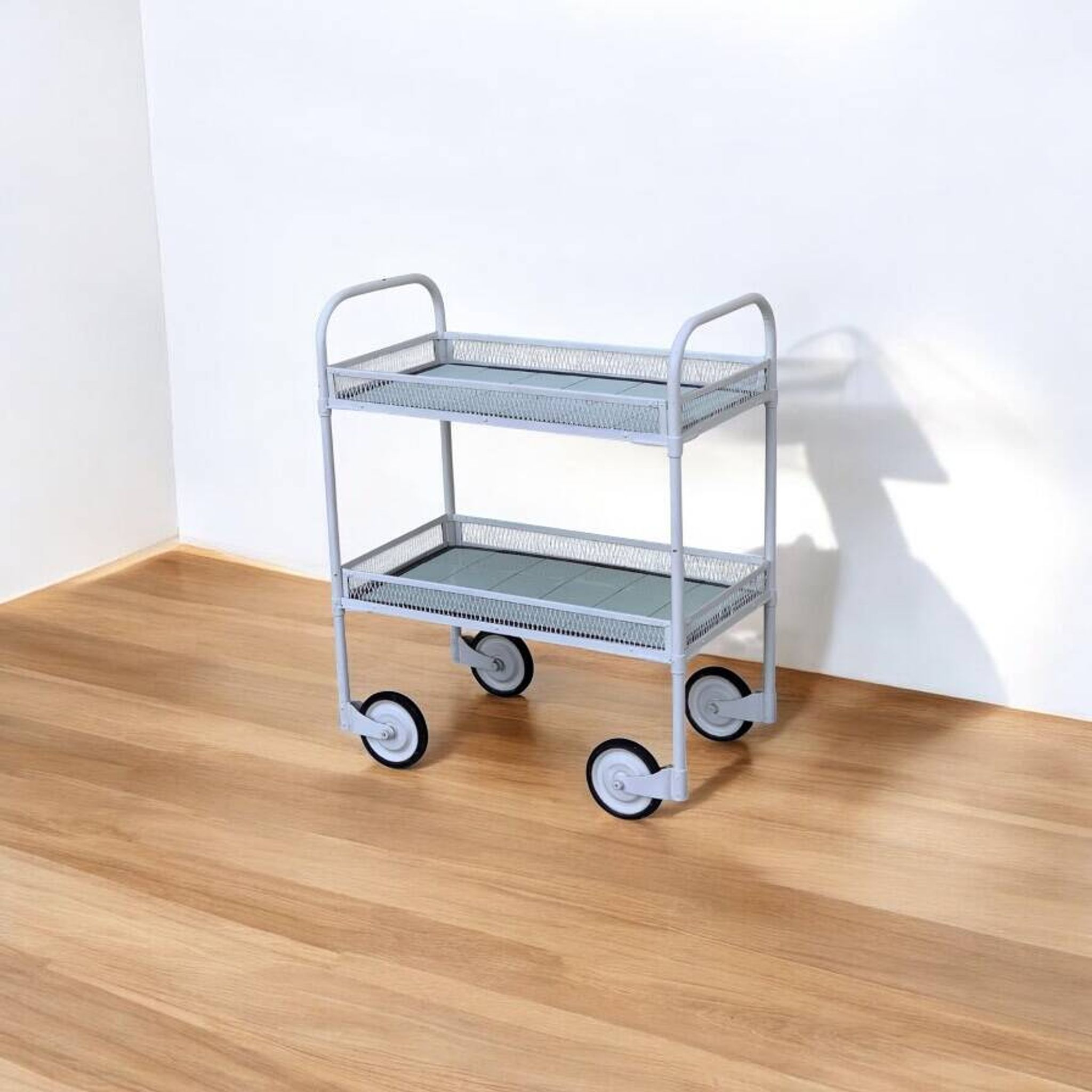 Vintage metal dessert trolley, openwork, 1950s.