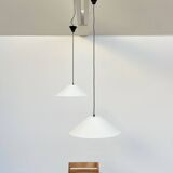 Lita 6047 White Pendant Light – Ø50 – 80s French Industrial Design