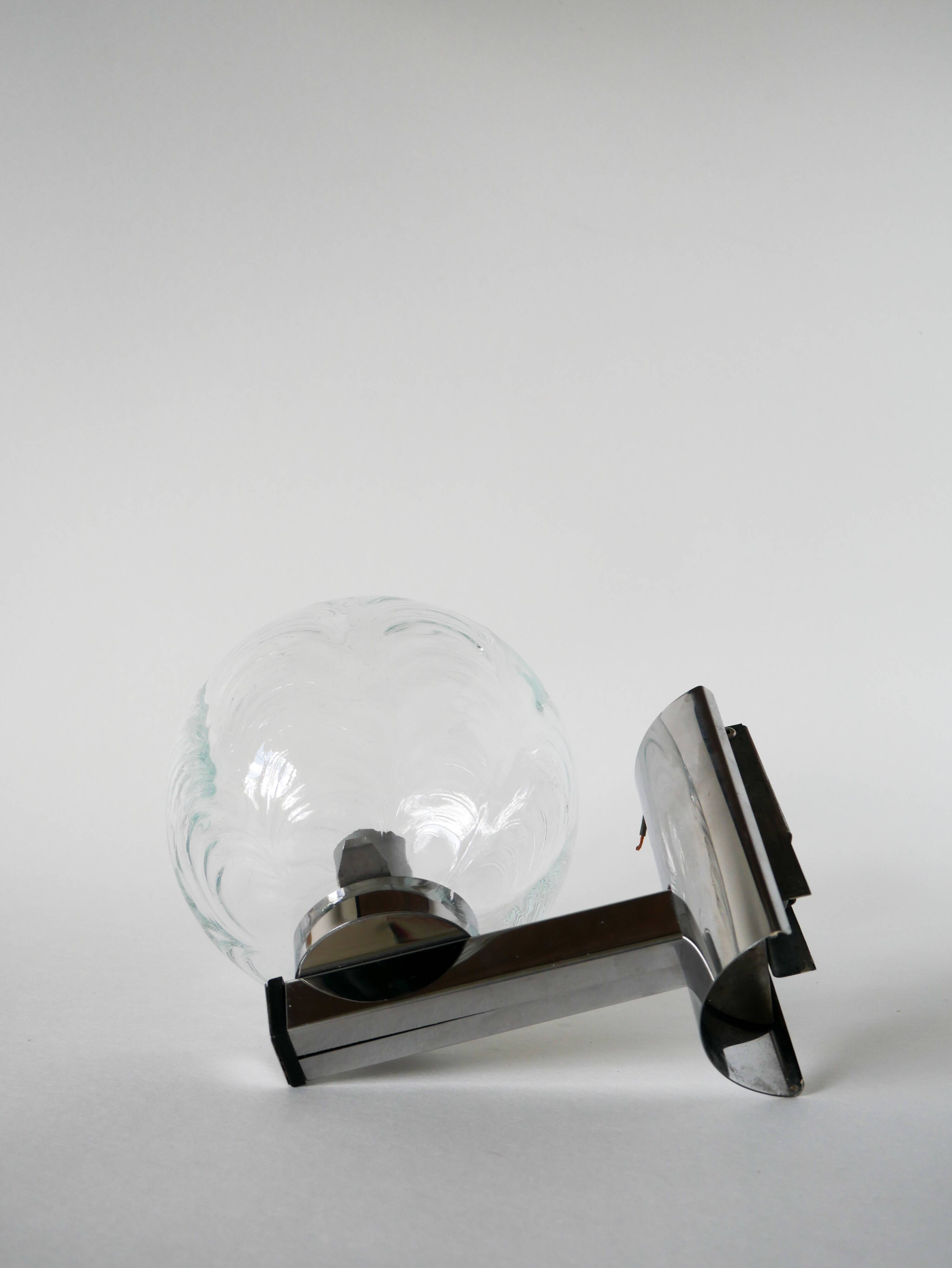 Chrome and molded glass wall lamp, 1970