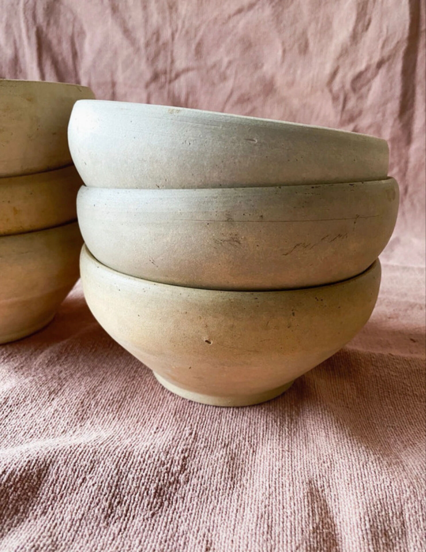 6 Small Antique Glazed Stoneware Bowls in Digoin Style