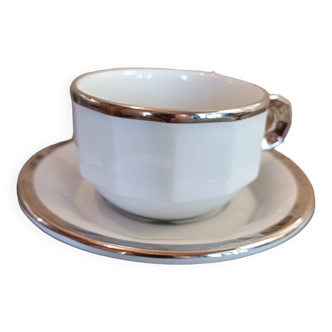 Tasse à thé/chocolat Pillivuyt avec sa soucoupe