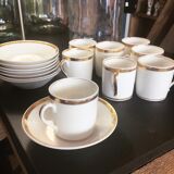 Lot of eight coffee cups and under cups
