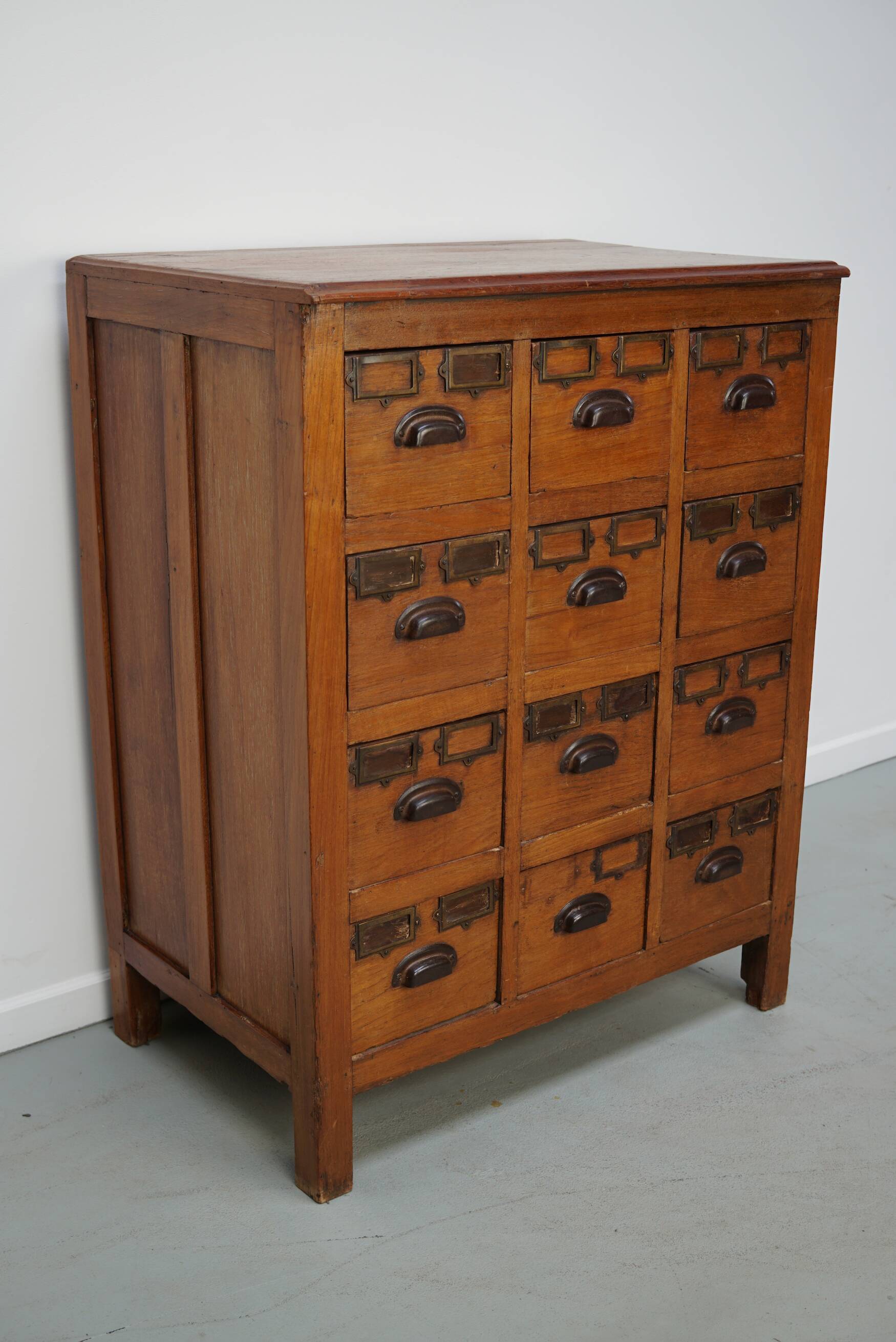 Vintage Dutch Teak Apothecary / Filing Cabinet, 1930s