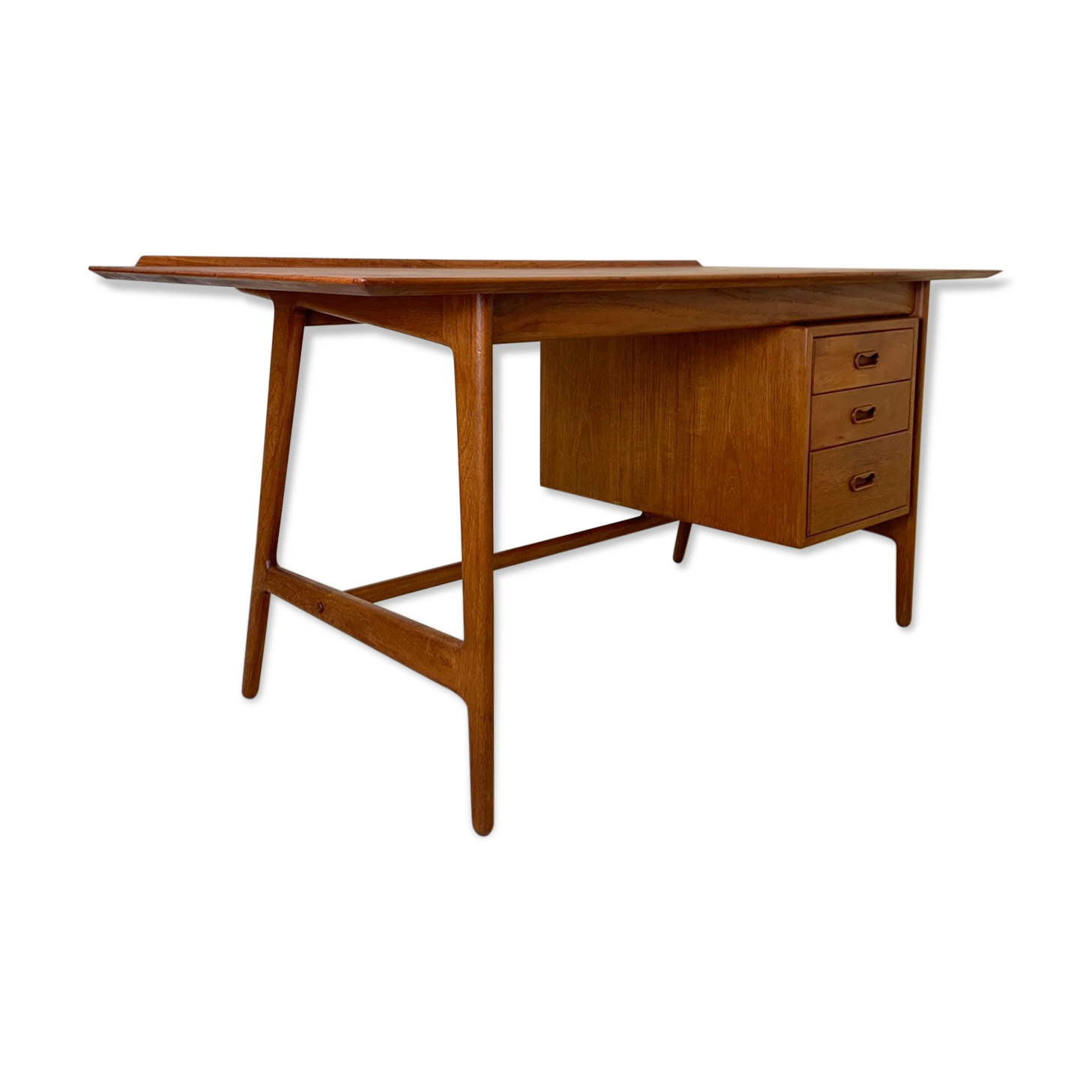 Danish midcentury teak executive desk by Arne Vodder edited by Sibast