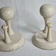 Pair of double hooks in white lacquered wood design, vintage