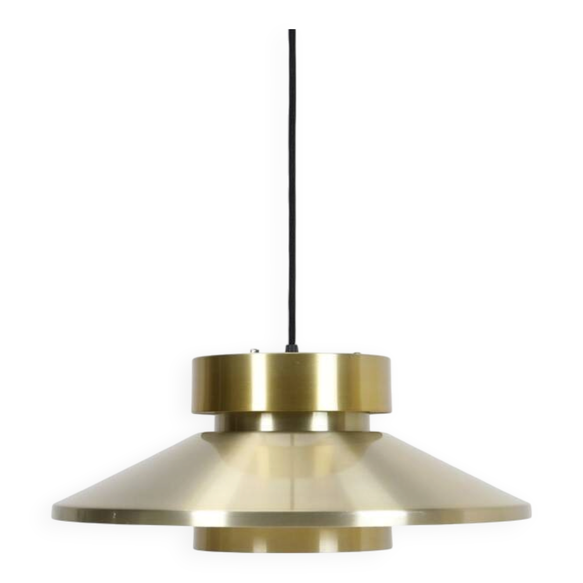 Lyskær Belysning “U.F.O” pendant lamp / Space Age / Danish modern design / gold / brass / aluminium / 1970s