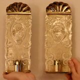 A pair of Swedish brass wall sconces from the mid-century.