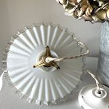 Pleated opaline pendant light