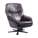 Vintage Swivel Chair In Brown Leather, Finland 1960s