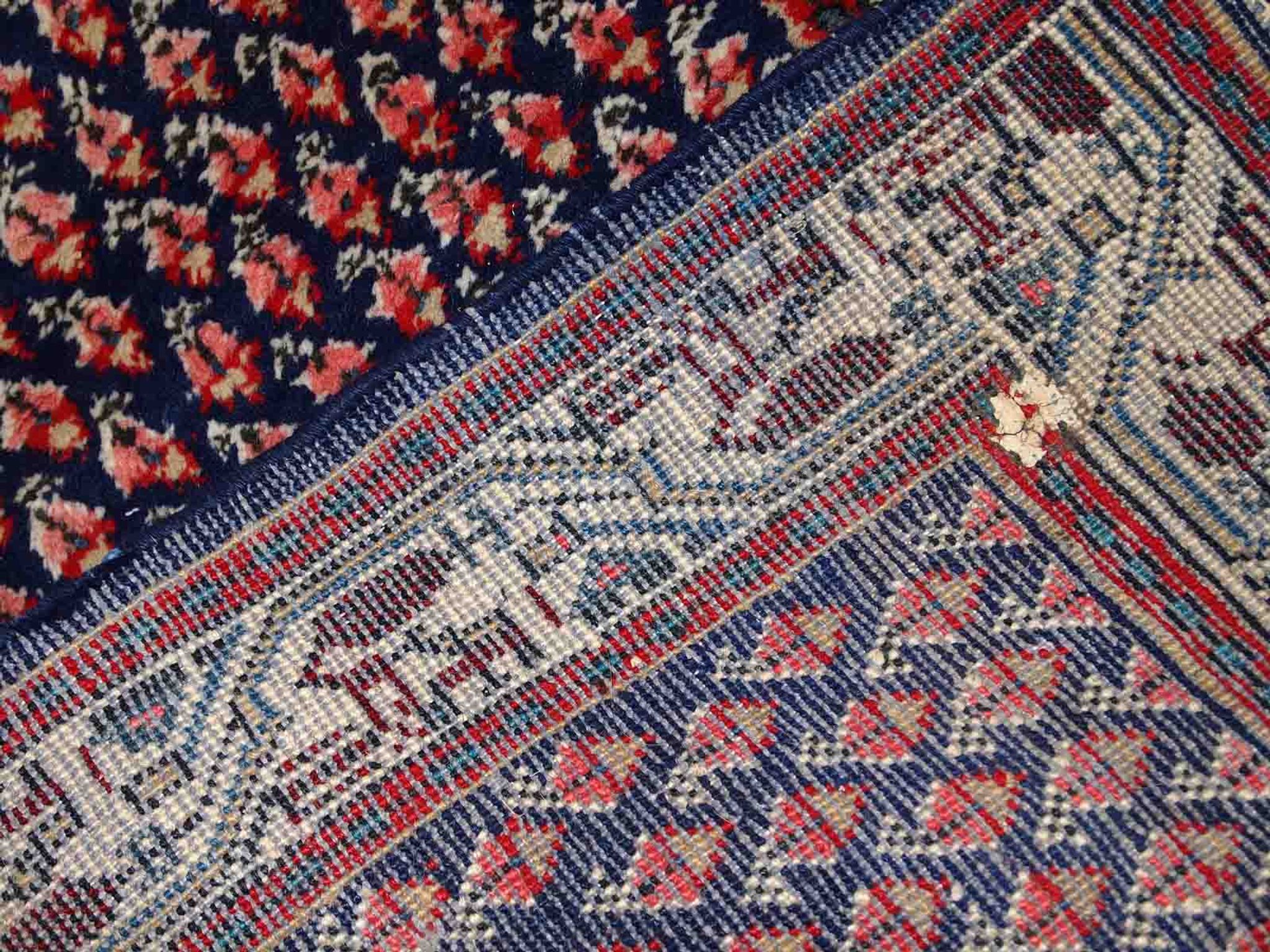 Vintage Indian carpet Seraband handmade 62cm x 124cm 1970s, 1C800