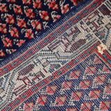 Vintage Indian carpet Seraband handmade 62cm x 124cm 1970s, 1C800