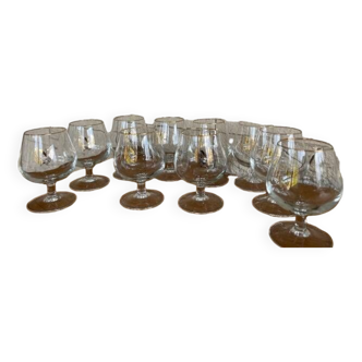 Set of 10 Napoleon cognac glasses