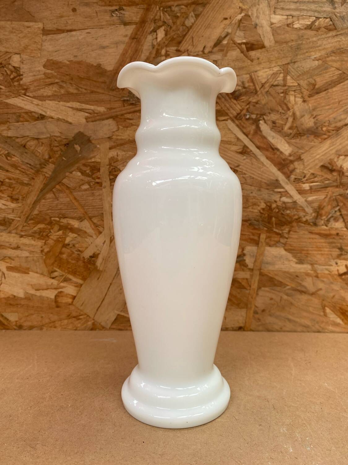 Old White Opaline Soliflore Vase Vintage Corolla Neck