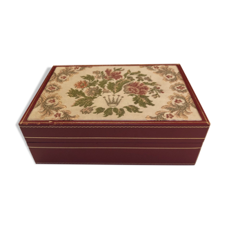 Wooden box and embroidered fabric