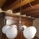 Chrome Sputnik chandelier and white frosted glass globes
