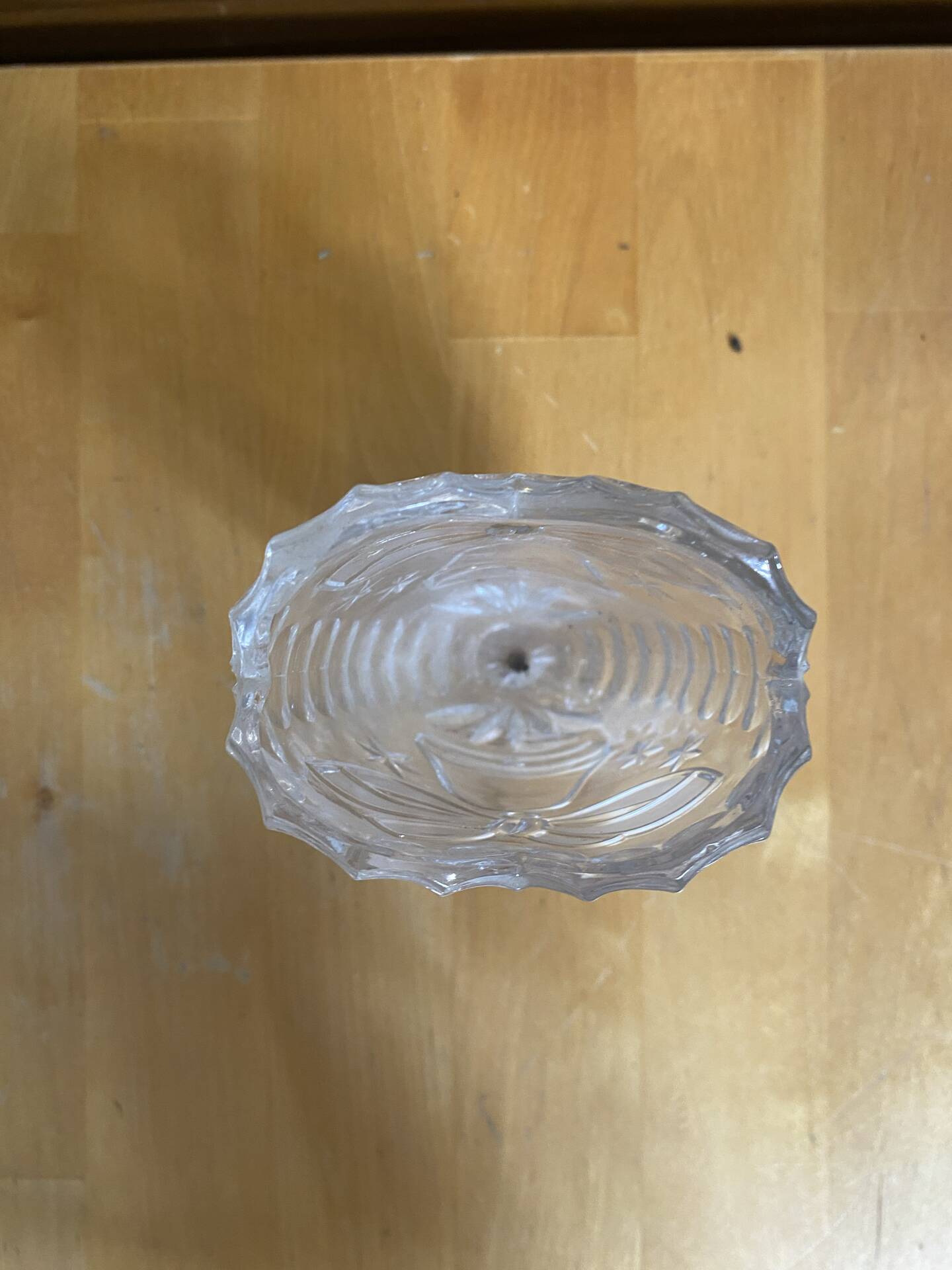 Antique Vase ANNA HUTTE Cut Crystal Bell Shape Vintage #E165