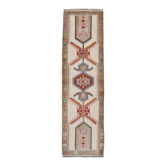 Tapis géométrique Oushak runner, 97x348cm