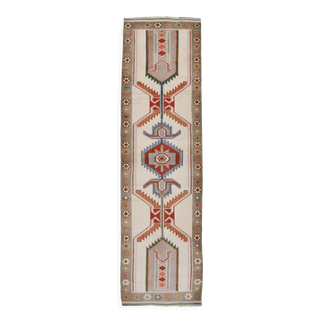 3x11 geometric oushak runner rug,97x348cm