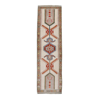 3x11 geometric oushak runner rug,97x348cm