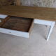 Old farm table turned feet