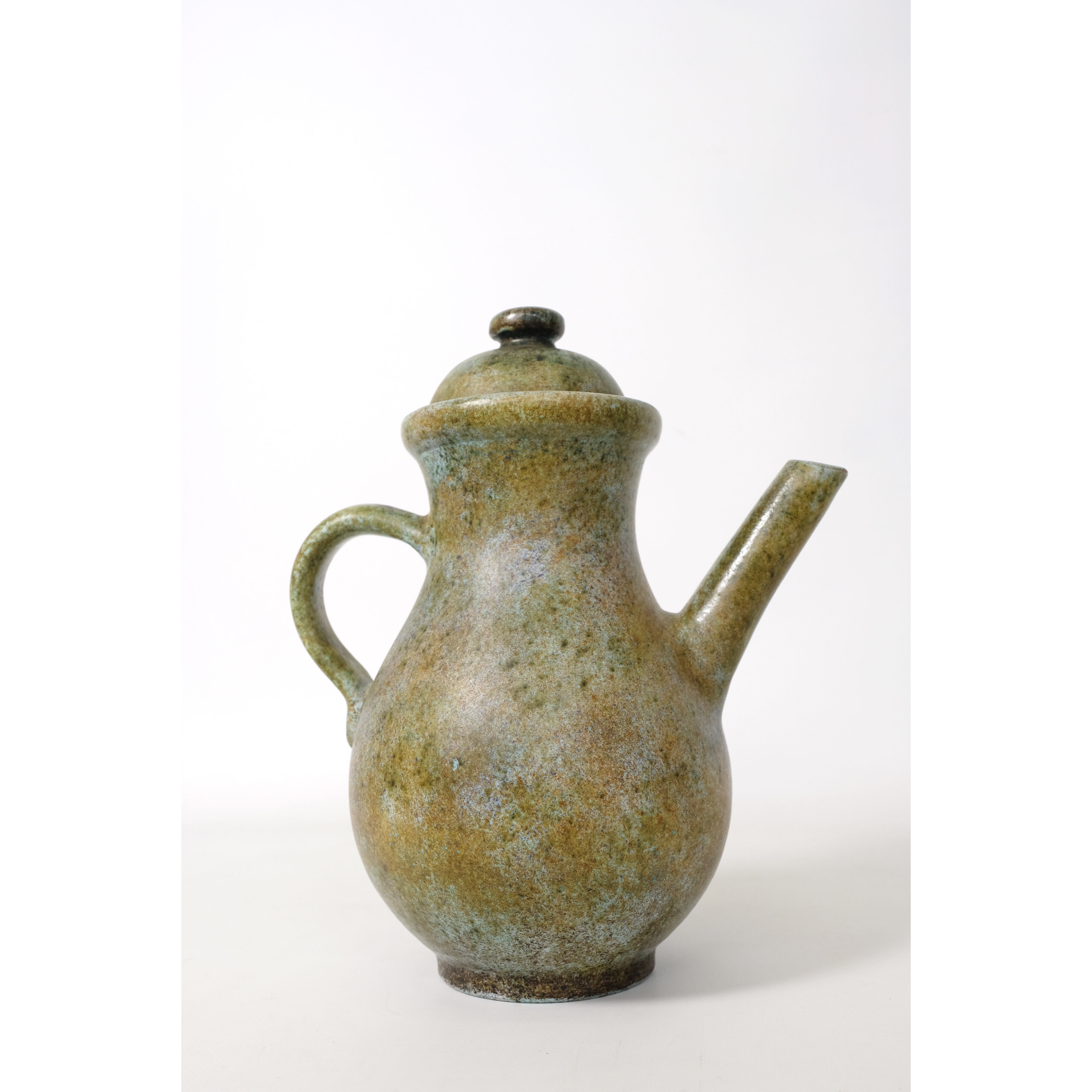 La Grange aux Potiers, ceramic pourer with green cover, 35 cm