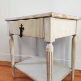 Patinated sofa end bedside