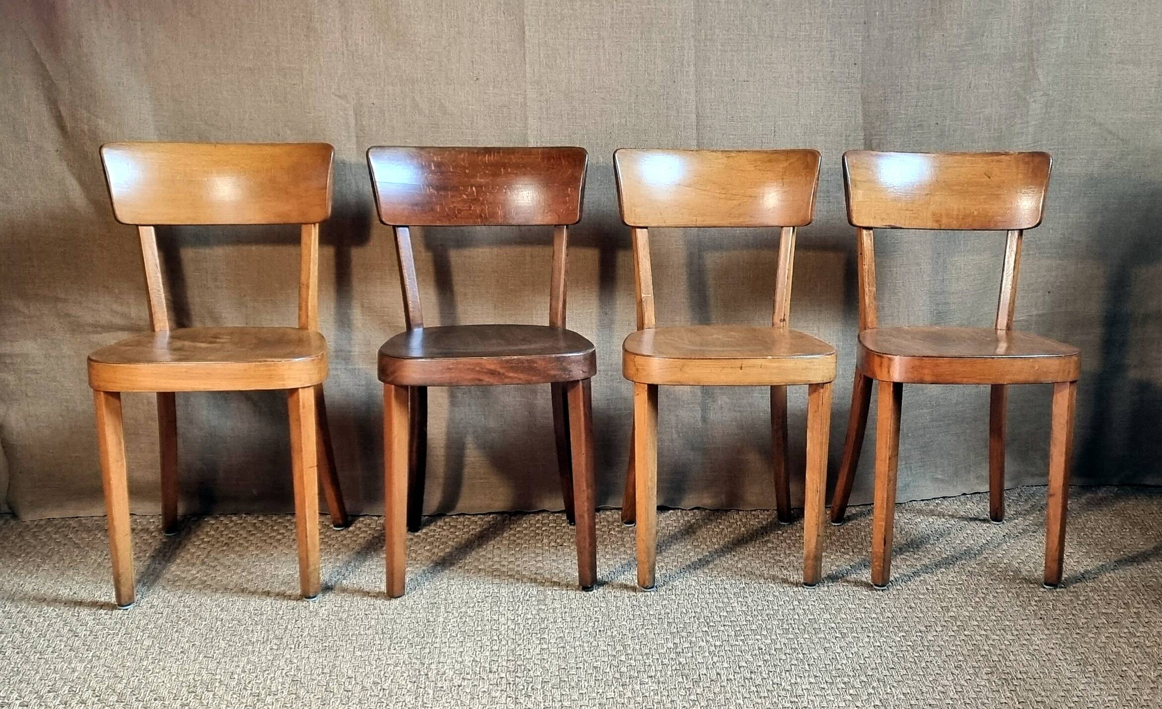Set 4 chaises bistrot "Classic" de Horgen-Glarus Suisse années 50