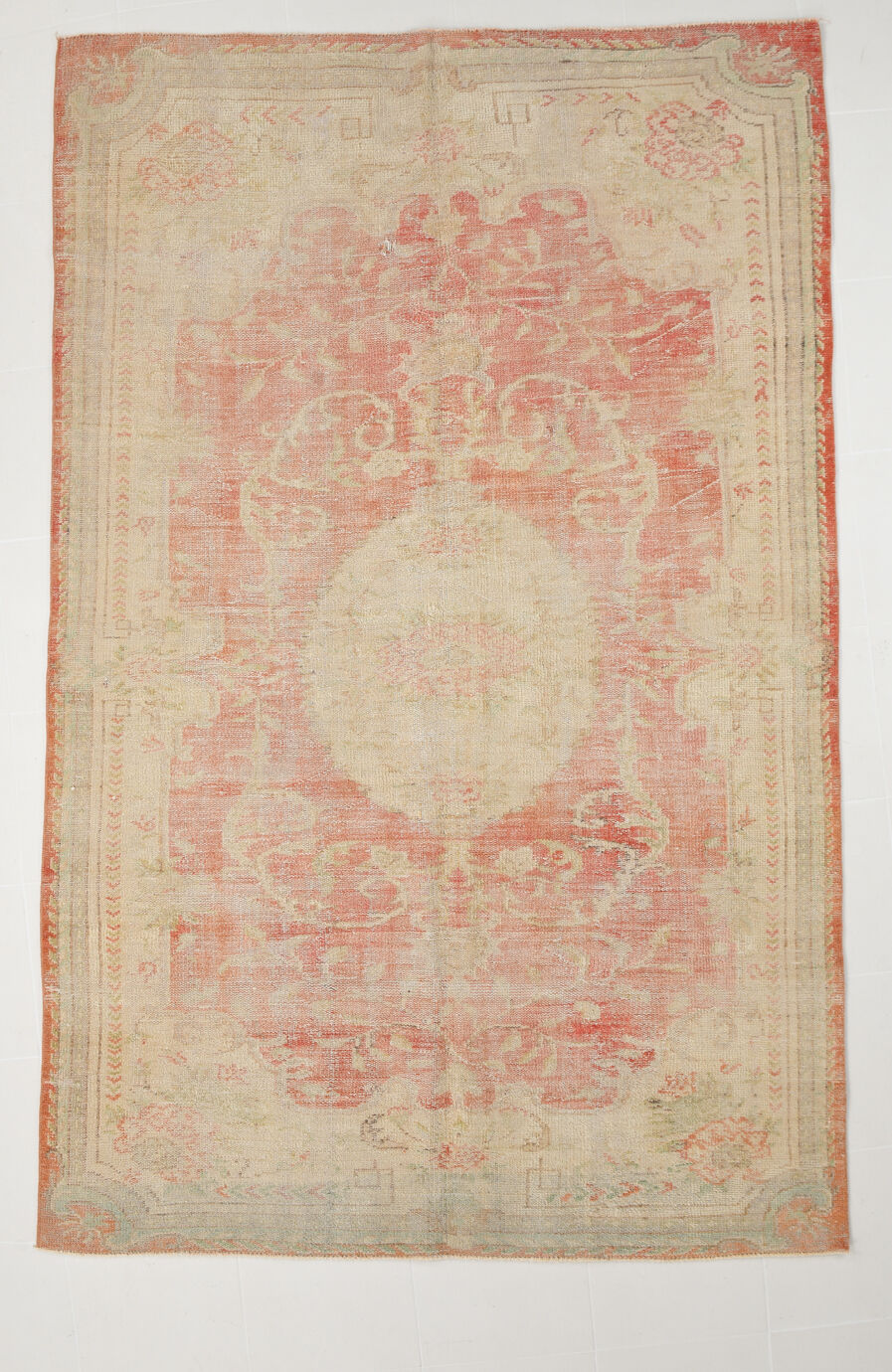 Tapis vintage oriental rouge pêche 6x9, 184x286cm