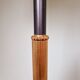Vintage tripod floor lamp in black lacquered metal and brass, 50s