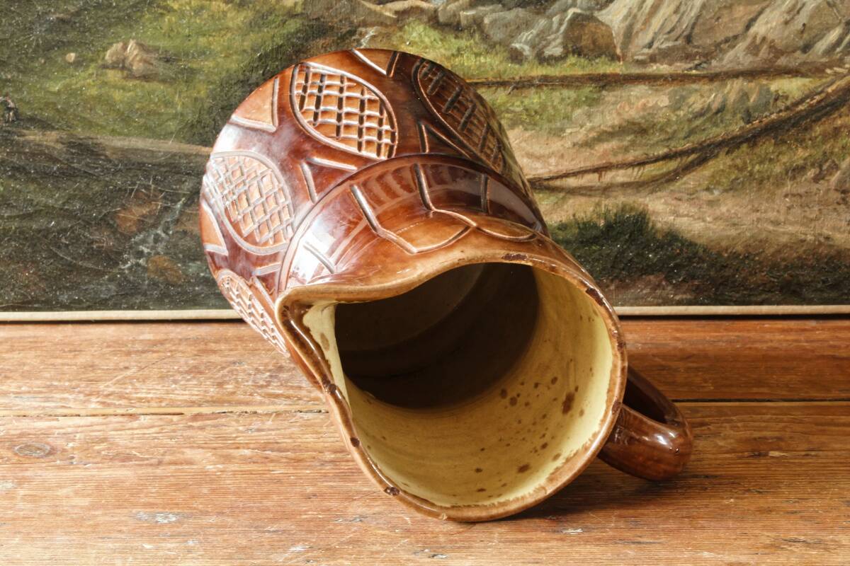 Large modernist glazed earthenware jug, 1950s