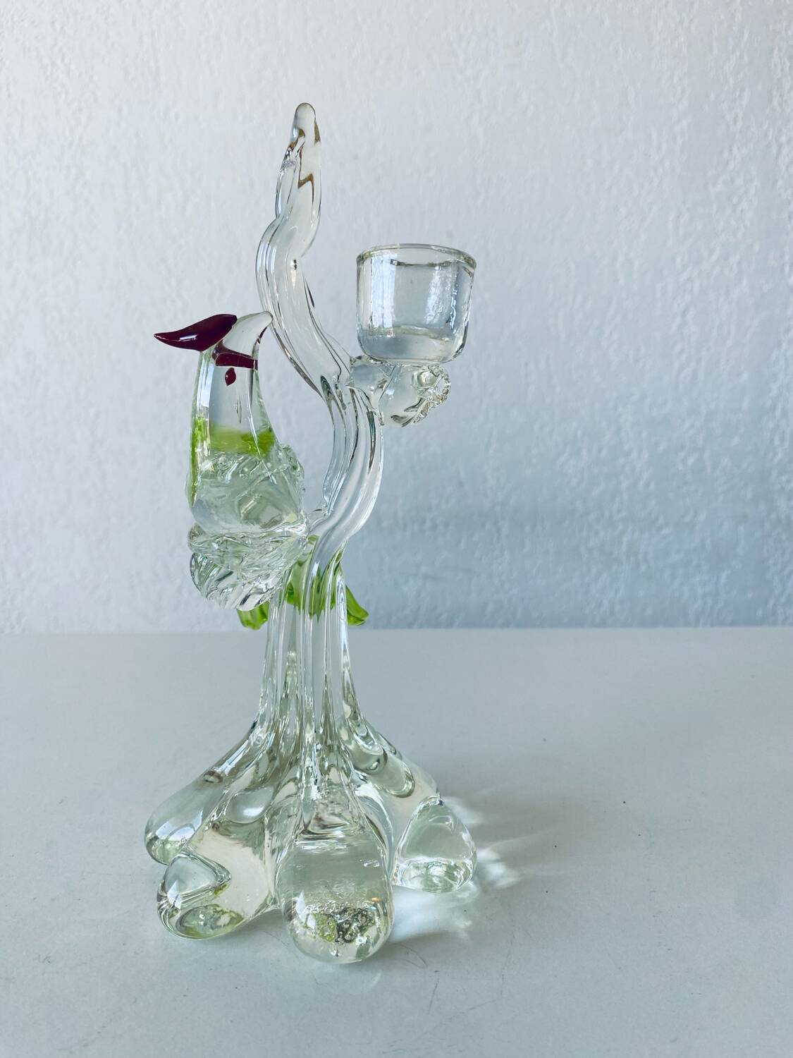 Glass bird candle holder