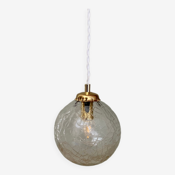 Vintage globe pendant lamp in textured glass