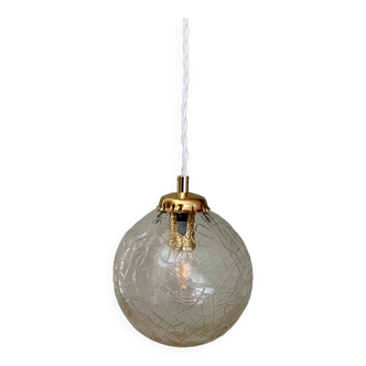 Vintage globe pendant lamp in textured glass