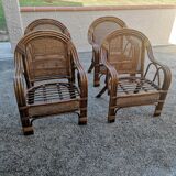 4 vintage rattan armchairs