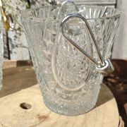 Seau à glace ou glaçons vintage en verre ciselé