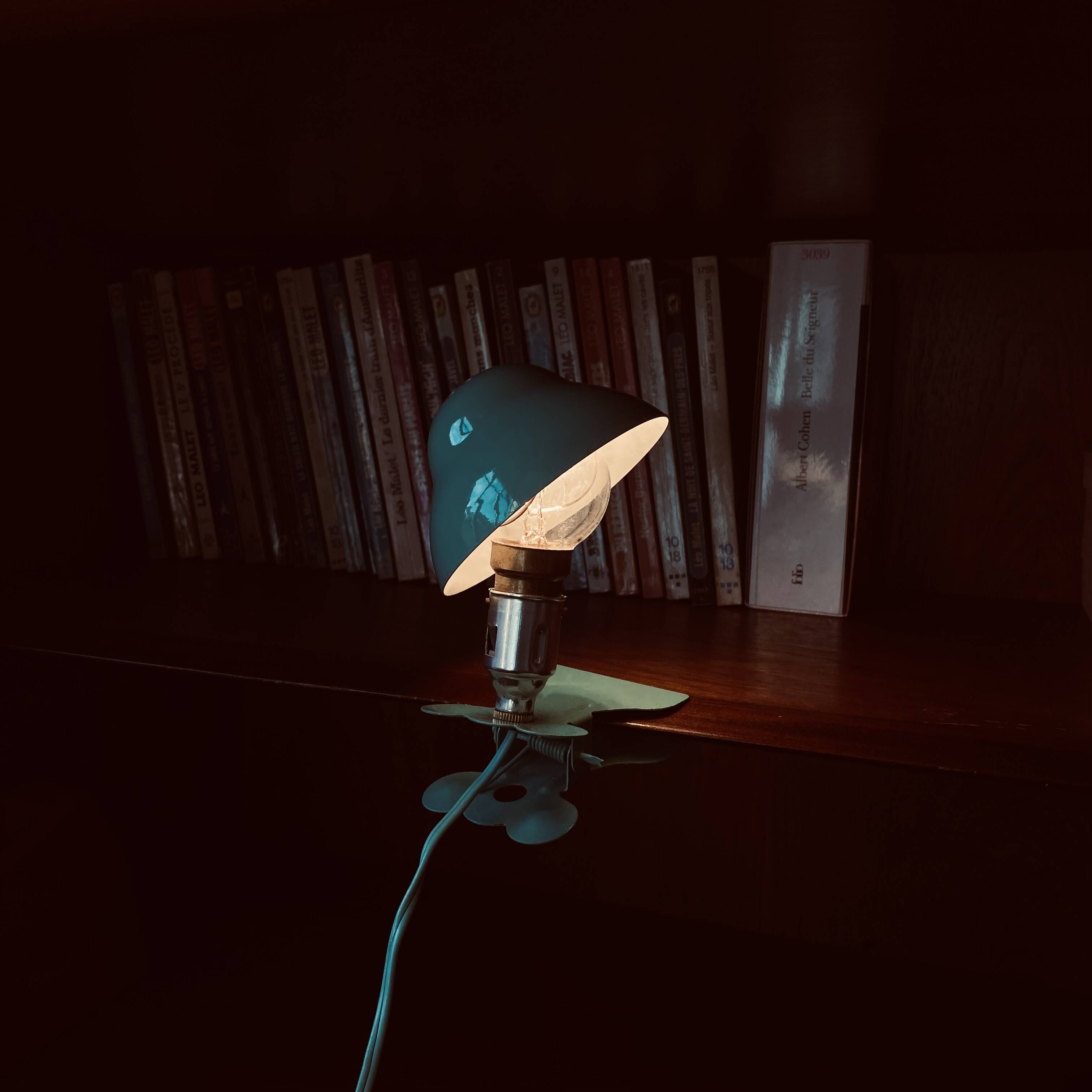 Petite lampe à pince champignon métal vert veilleuse vintage