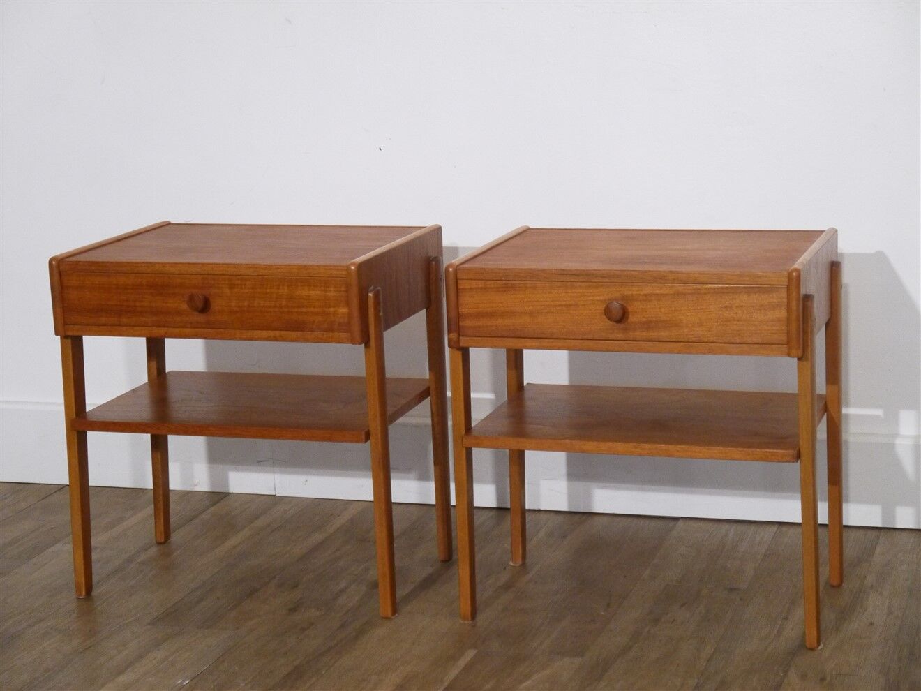 Pair of vintage Scandinavian teak bedside tables 1960