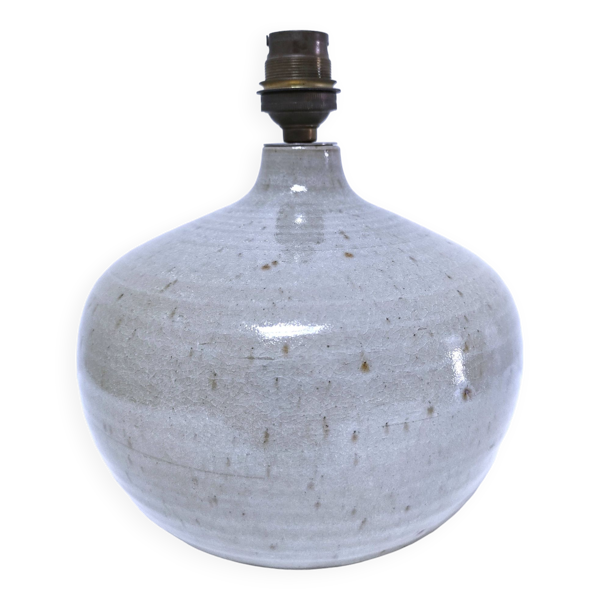 Pied de lampe grès émaillé glaçure craquelée signé CB LM — Beyit