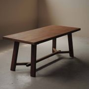 Grande table artisanale en chêne, France, vers 1970