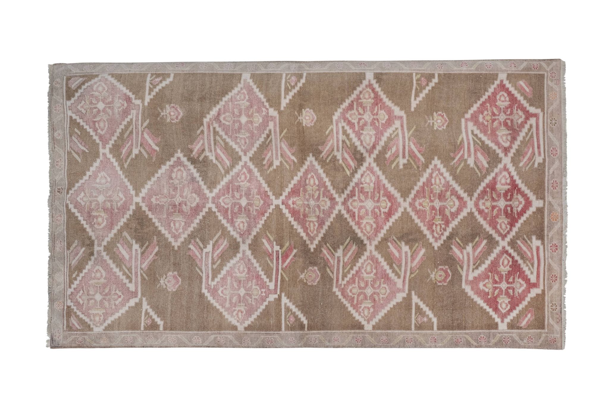 Vintage Taupe Pastel Turkish Karapinar Rug 4'10'' x 8'1''